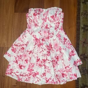 Strapless pink floral dress